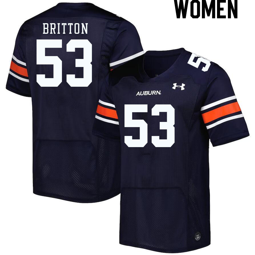 Women #53 Gunner Britton Auburn Tigers College Football Jerseys Stitched-Navy